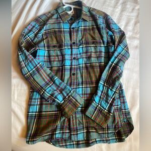 Uniqlo Blue and Green Casual Button Down Shirt